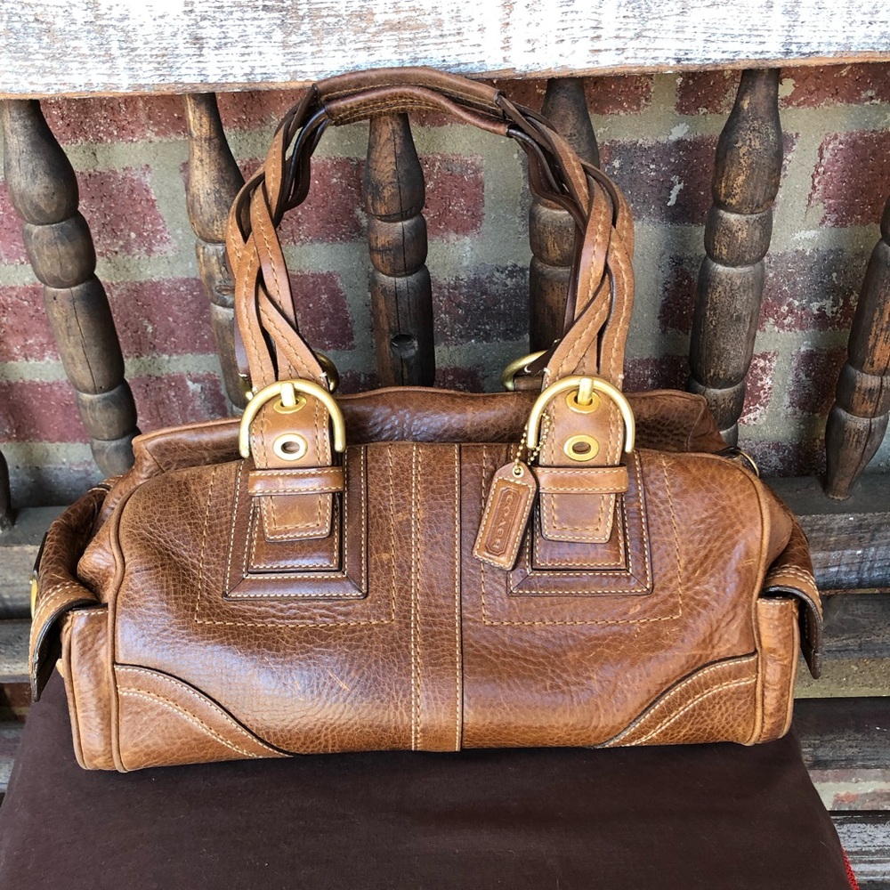 Coach Soho Braided Tobacco Cigar Leather Purse
